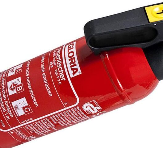 Symbolbild eines kleinen Feuerlöschers mit 1kg Inhalt geeignet für Fahrzeuge